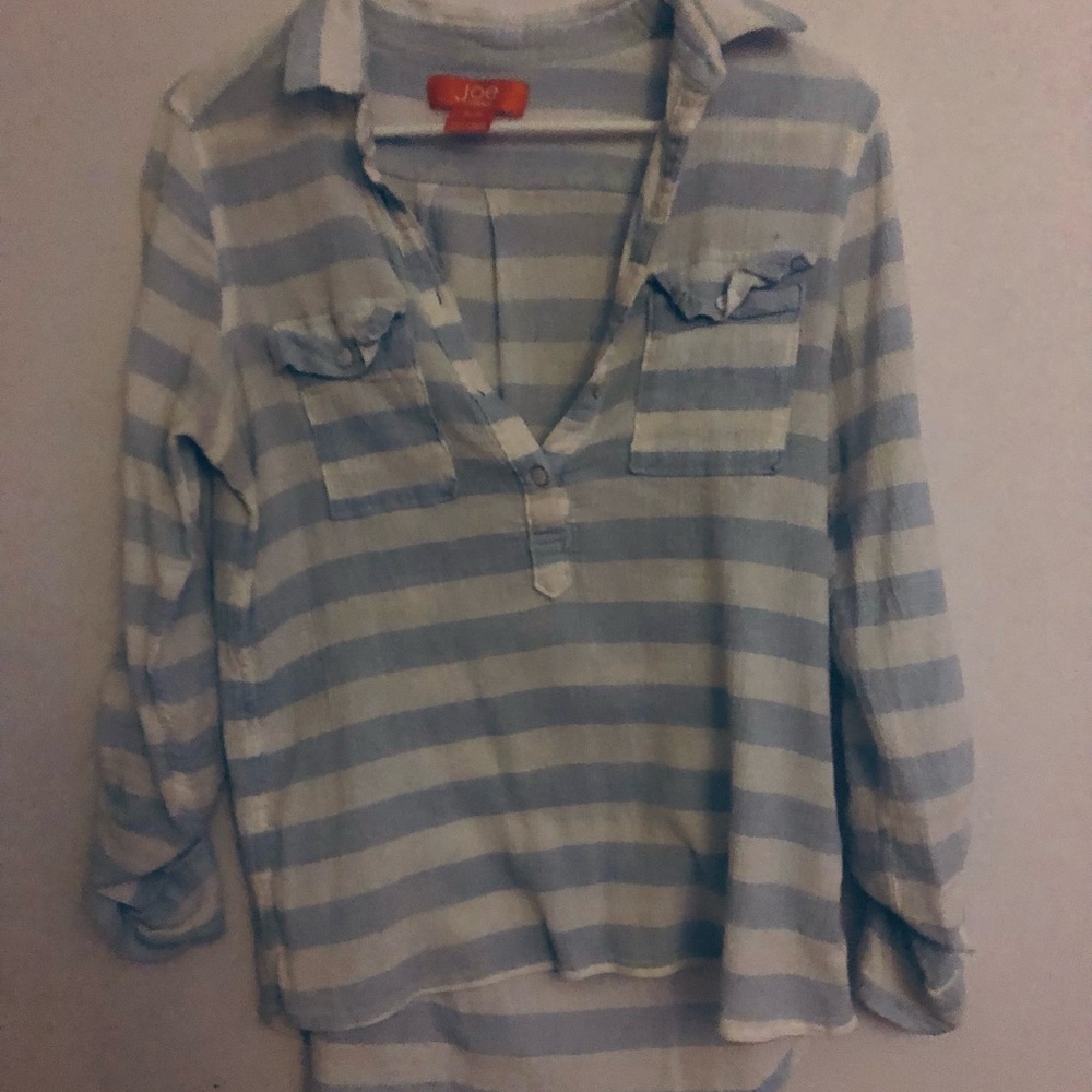 Splendid Striped Pullover Shirt in Light Blue & White